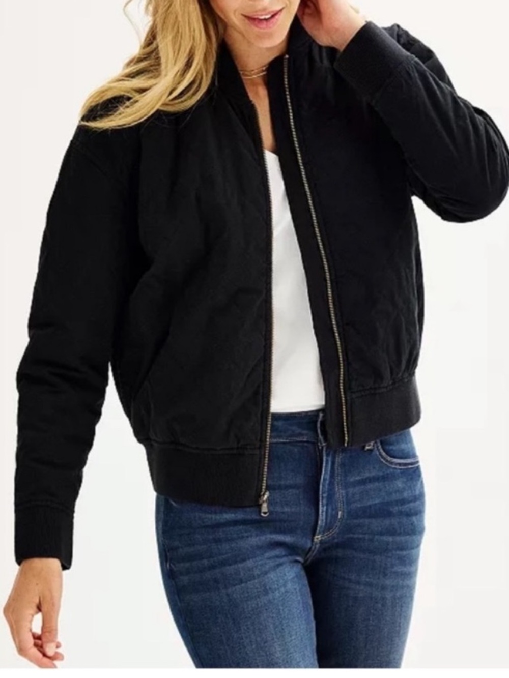 GAP Black Women's Bomber Jacket with Zip